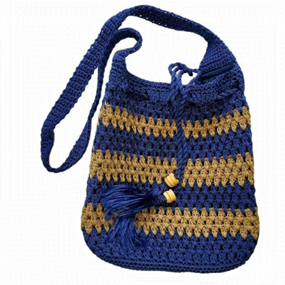 Handmade casual boho hippie crossbody crochet knitted colourful woven bag